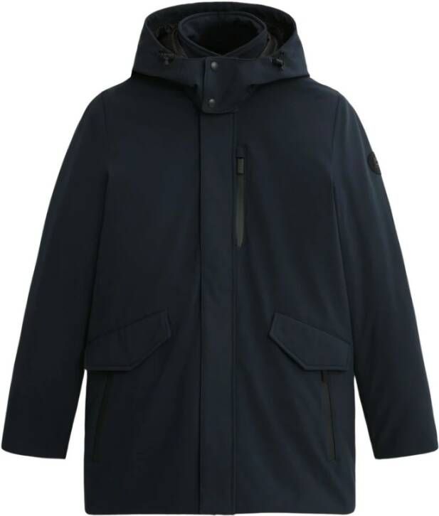Woolrich Barrow Mac Soft Shell Jacket with Removable Hood Blauw Heren