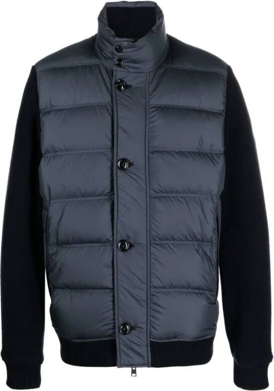 Woolrich Blauwe Jassen met Opstaande Kraag Blauw Heren
