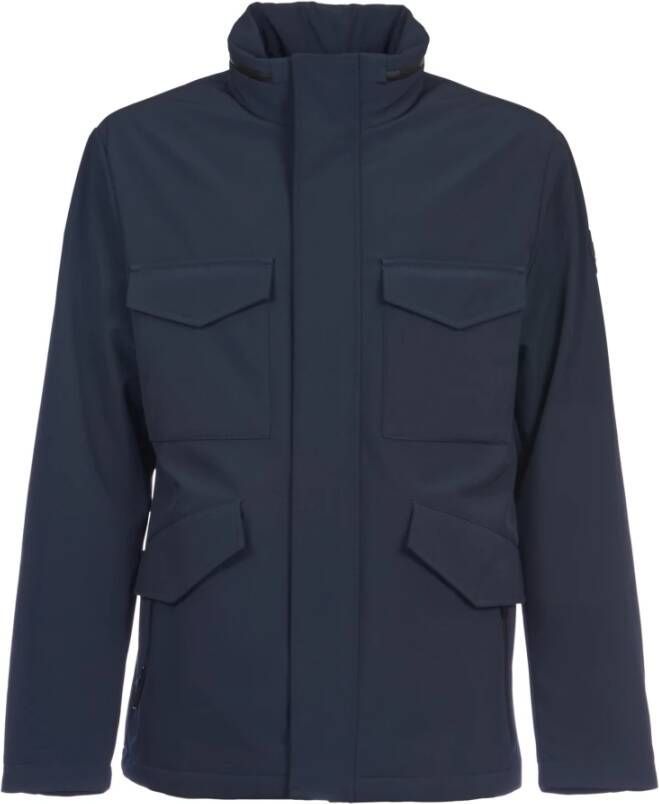 Woolrich Blauwe Patch Jas met Logo Print Blue Heren
