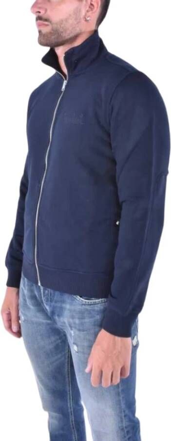 Woolrich Blauwe Luxe Track Heren Sweatshirt met Geborduurd Vintage Logo Blauw Heren