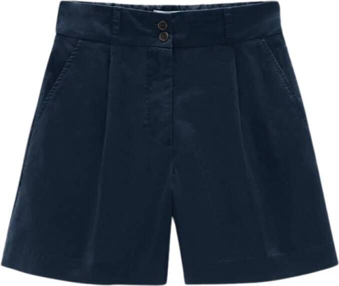 Woolrich Casual katoenen poplin shorts Blauw Dames