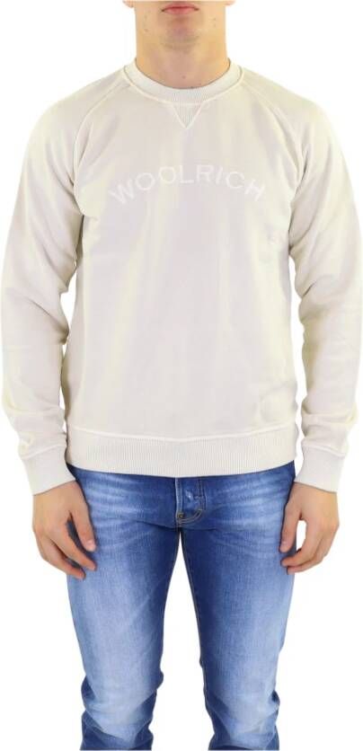 Woolrich Comfortabele Varsity Crewneck Sweatshirt White Heren