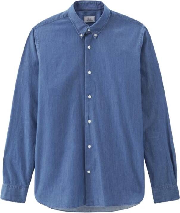 Woolrich Denim Overhemd Blauw Heren