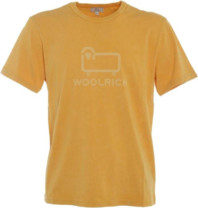 Woolrich Gele Geverfde T-shirt Yellow Heren