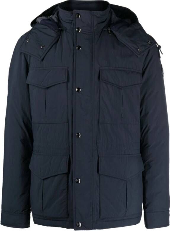 Woolrich Gewatteerde jas in marineblauw met klepzakken Blauw Heren