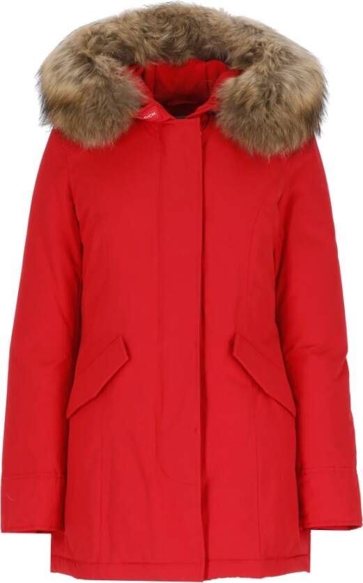 Woolrich Gewatteerde jas met afneembare capuchon en gevoerde voering Rood Dames