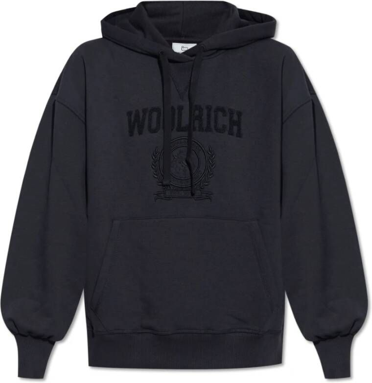Woolrich Hoodie met logo borduursel Zwart Dames