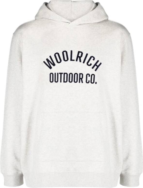 Woolrich Logo-Print Katoenen Hoodie Grijs Gray Heren