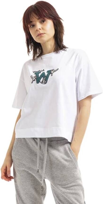 Woolrich hvit t-skjorte Wit Dames