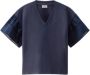 Woolrich Katoenen T-shirt met Pofmouwen en Uitzicht op het Meer Blauw Dames - Thumbnail 1