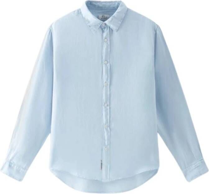 Woolrich Klassiek Linnen Overhemd Blauw Heren