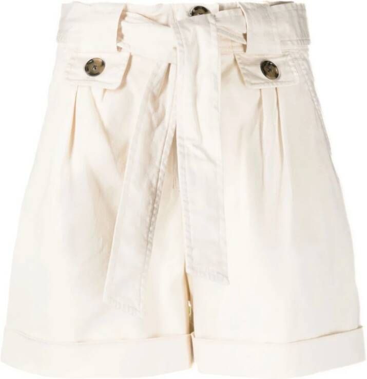 Woolrich Witte Shorts met Strikceintuur White Dames