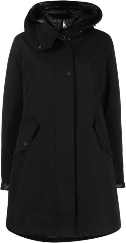 Woolrich Lange Militaire Parka met Afneembare Puffer Black Dames