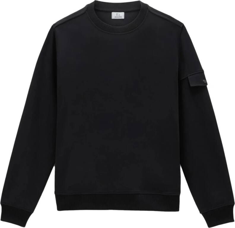 Woolrich Zwarte Ribgebreide Crewneck Sweatshirt voor Heren Black Heren