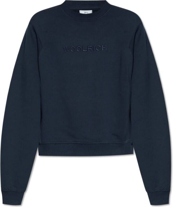 Woolrich Logo-geborduurde sweatshirt Blauw