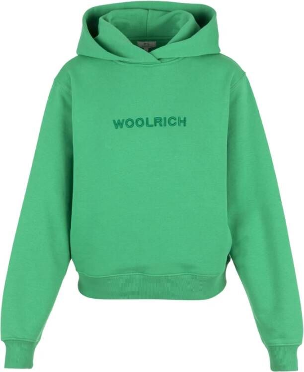 Woolrich Logo Hoodie Klassieke Stijl Groen Dames