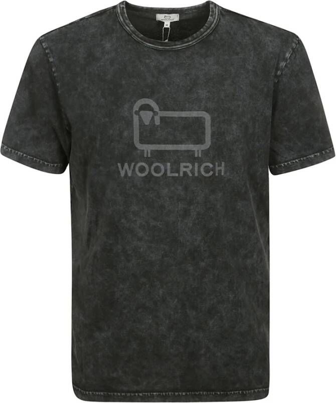 Woolrich Macro Logo Tee Zwart Katoenen T-Shirt Zwart Heren