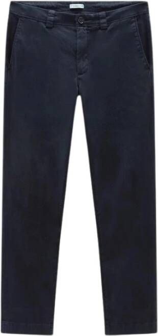 Woolrich Melton Blauwe Elastische Katoenen Broek Blauw Heren