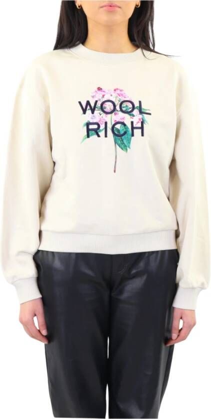 Woolrich Handgemaakt Floral Logo Sweatshirt Beige Dames