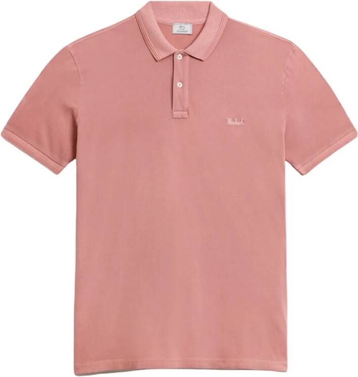 Woolrich Roze Polo Shirt met Knopen en Logo Borduursel Pink Heren