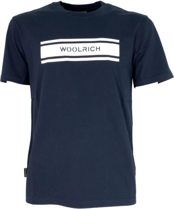 Woolrich Snow White Logo T-Shirt Blauw Heren
