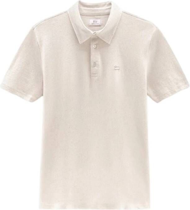 Woolrich Stijlvolle Katoen Linnen Polo Beige Heren