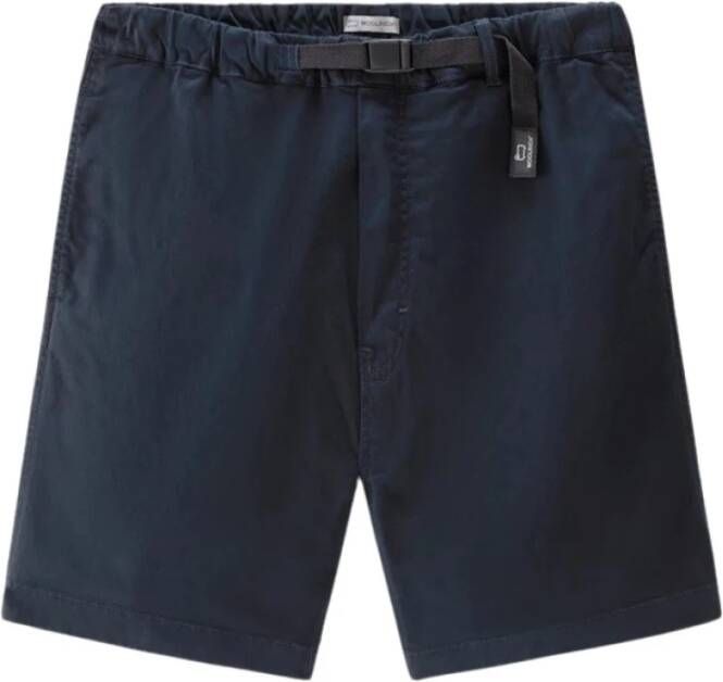 Woolrich Stretch Katoenen Twill Shorts Blauw Heren