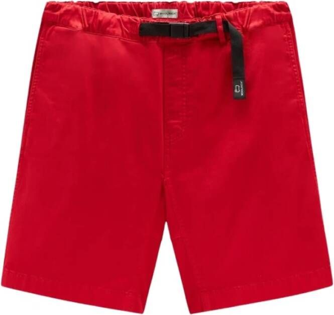 Woolrich Stretch Katoenen Twill Shorts Rood Heren