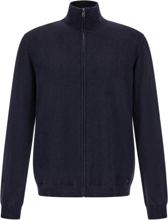 Woolrich Stijlvolle Zip-through Sweater voor Heren Blue Heren