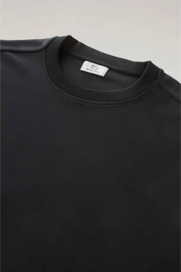 Woolrich Zwarte Ribgebreide Crewneck Sweatshirt voor Heren Black Heren