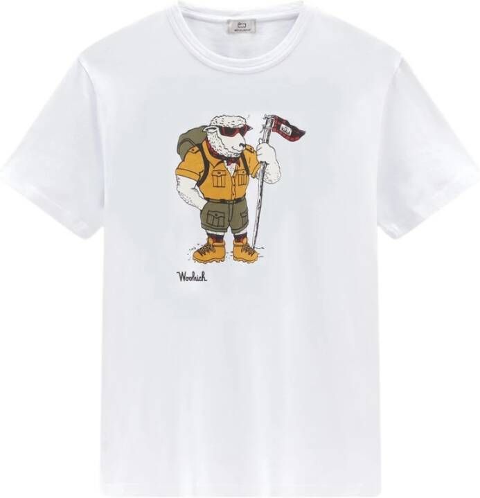 Woolrich Geanimeerde Schap Tee Wit Katoenen T-Shirt voor Heren Wit Heren