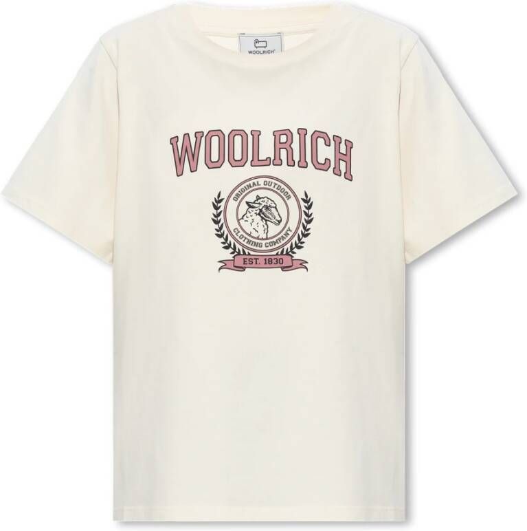 Woolrich T-shirt met logo Beige Dames