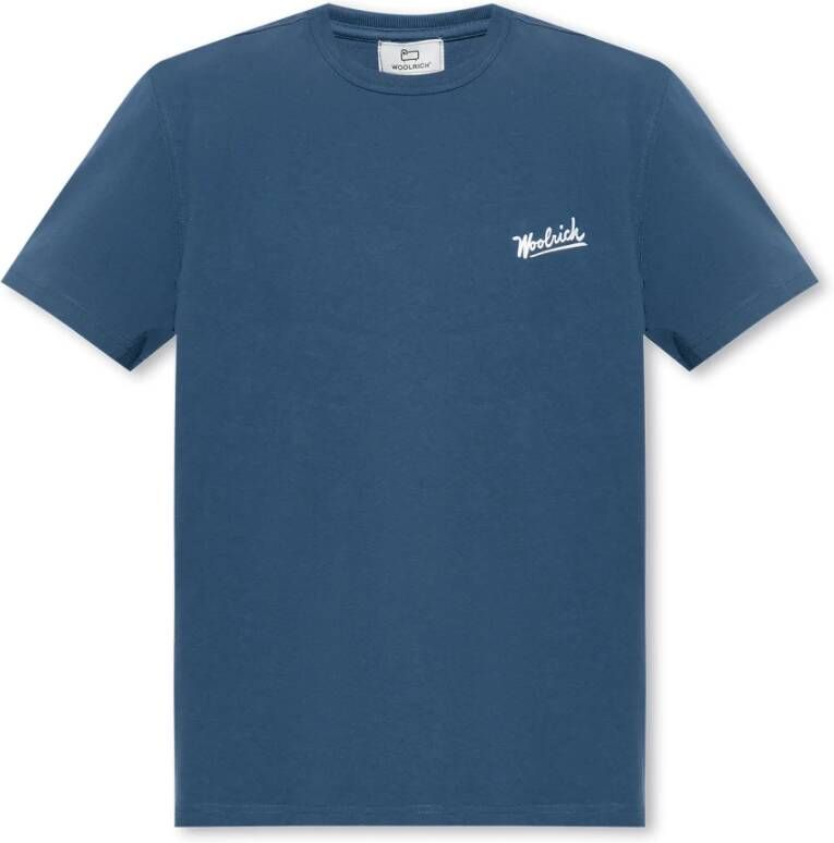Woolrich T-shirt met logo Blauw Heren