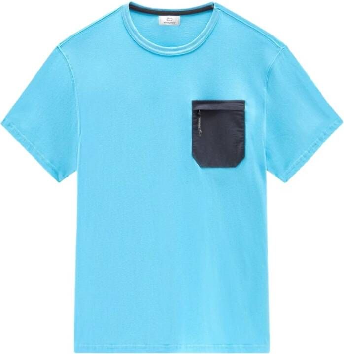 Woolrich Klassiek Heren T-Shirt met Borstzakje Blauw Heren