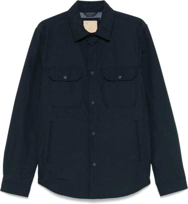 Woolrich Blauwe Drukknopshirt met Zakken Blue Heren - Foto 4