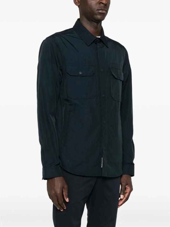Woolrich Blauwe Drukknopshirt met Zakken Blue Heren - Foto 2