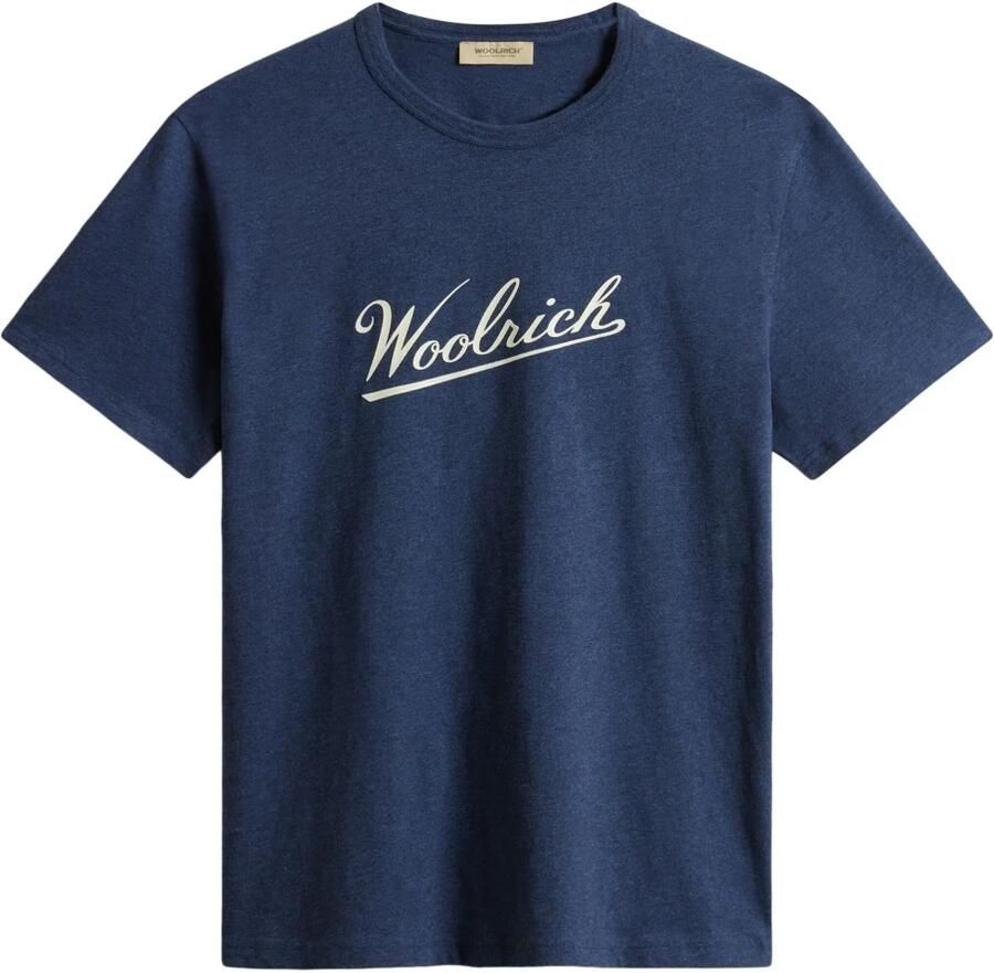 Woolrich Blauwe Crew Neck Bedrukt Logo T-shirts Blue Heren - Foto 6