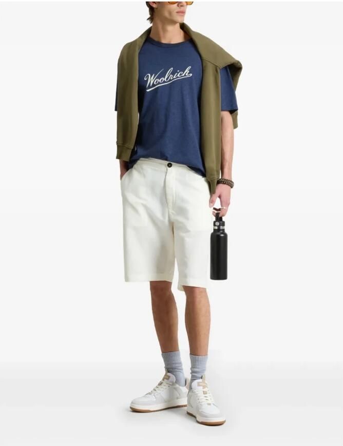 Woolrich Blauwe Crew Neck Bedrukt Logo T-shirts Blue Heren - Foto 5