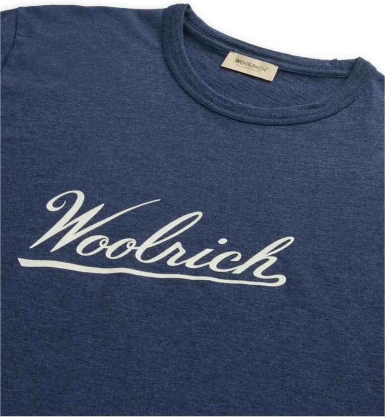 Woolrich Blauwe Crew Neck Bedrukt Logo T-shirts Blue Heren