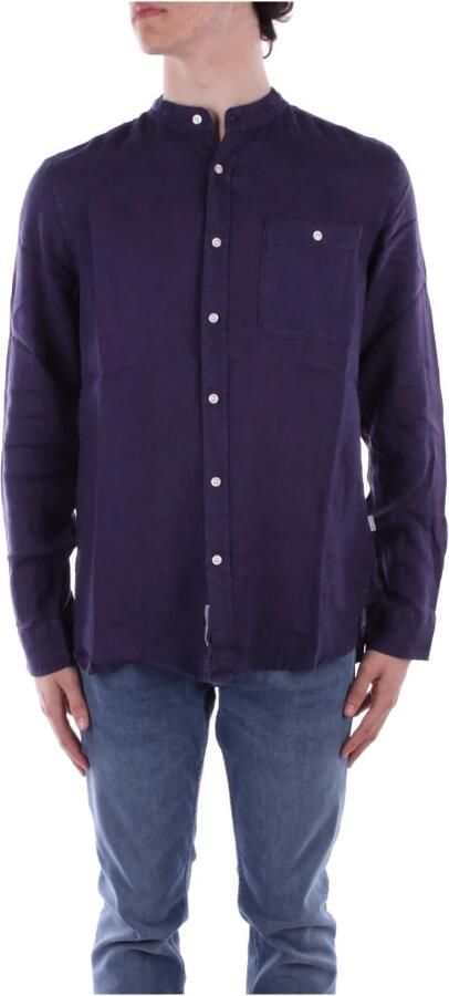 Woolrich Blauwe Knoopshirt Linnen Voorzak Blue Heren - Foto 6