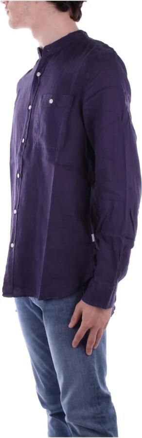 Woolrich Blauwe Knoopshirt Linnen Voorzak Blue Heren - Foto 3