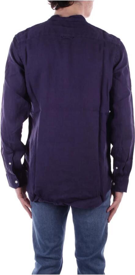 Woolrich Blauwe Knoopshirt Linnen Voorzak Blue Heren