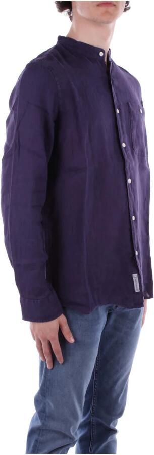 Woolrich Blauwe Knoopshirt Linnen Voorzak Blue Heren - Foto 2