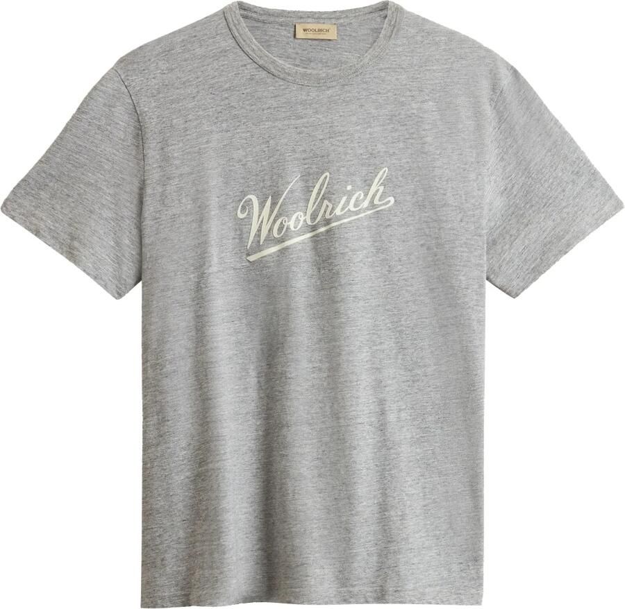 Woolrich Gedrukt Logo Crew Neck T-shirts en Polos Gray Heren - Foto 6