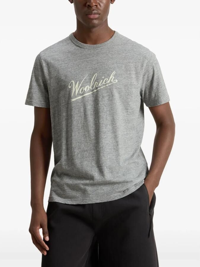Woolrich Gedrukt Logo Crew Neck T-shirts en Polos Gray Heren - Foto 4