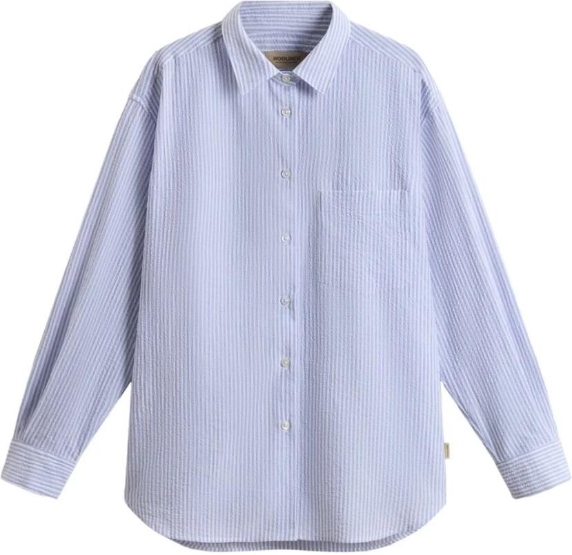 Woolrich Heldere Blauwe Pinstripe Button-Up Overhemd Blue Dames - Foto 12
