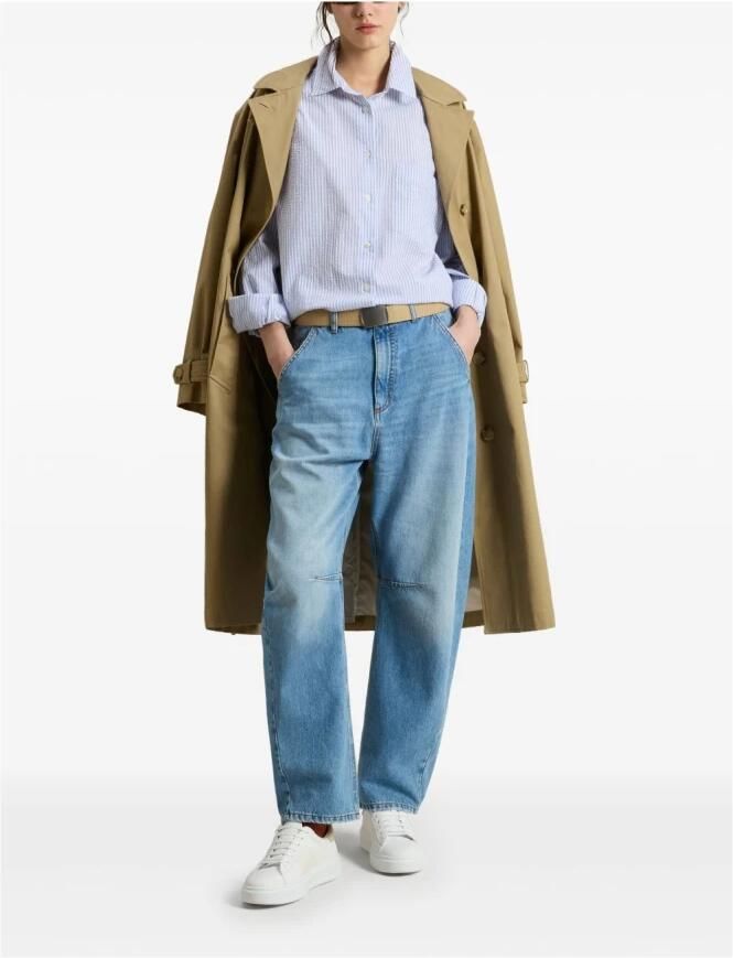 Woolrich Heldere Blauwe Pinstripe Button-Up Overhemd Blue Dames - Foto 7