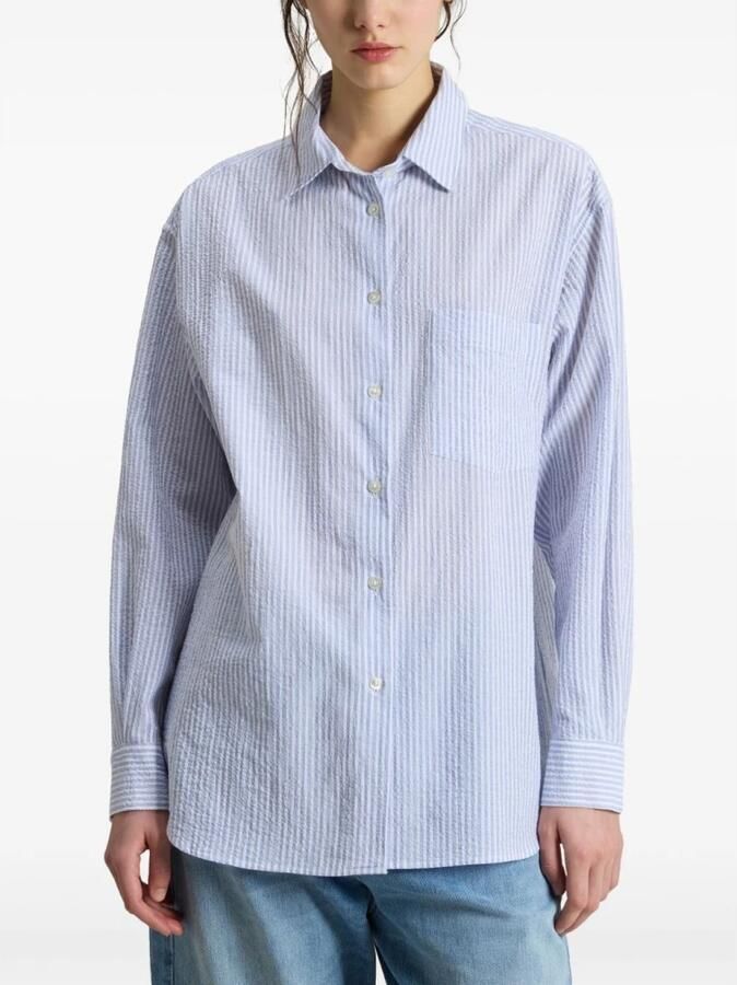 Woolrich Heldere Blauwe Pinstripe Button-Up Overhemd Blue Dames - Foto 5