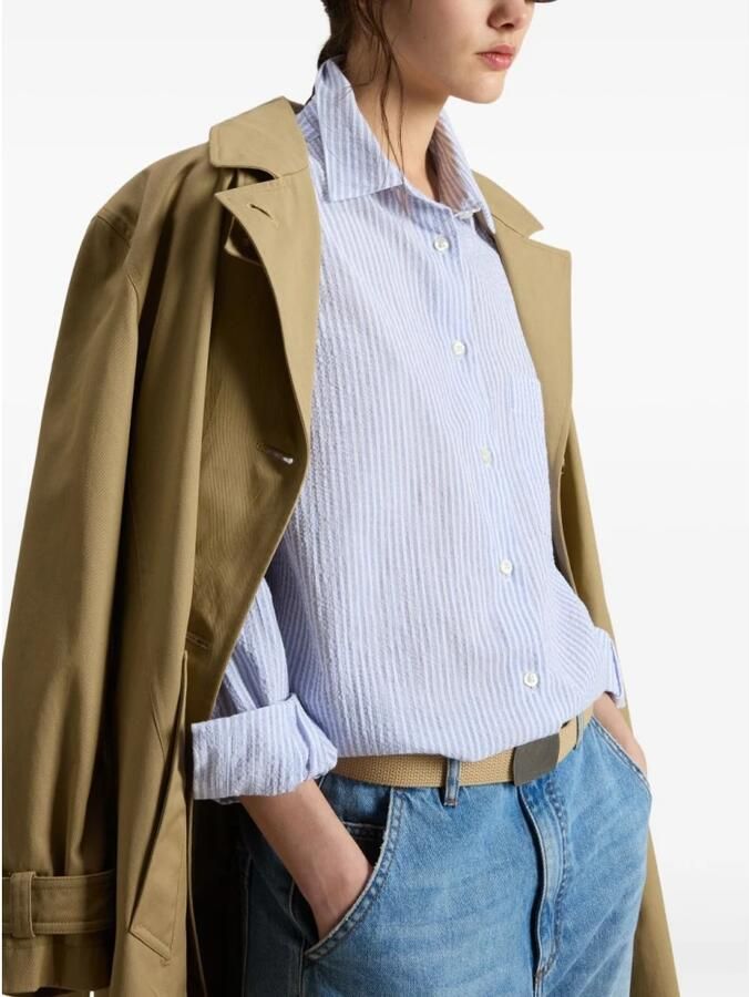 Woolrich Heldere Blauwe Pinstripe Button-Up Overhemd Blue Dames - Foto 3