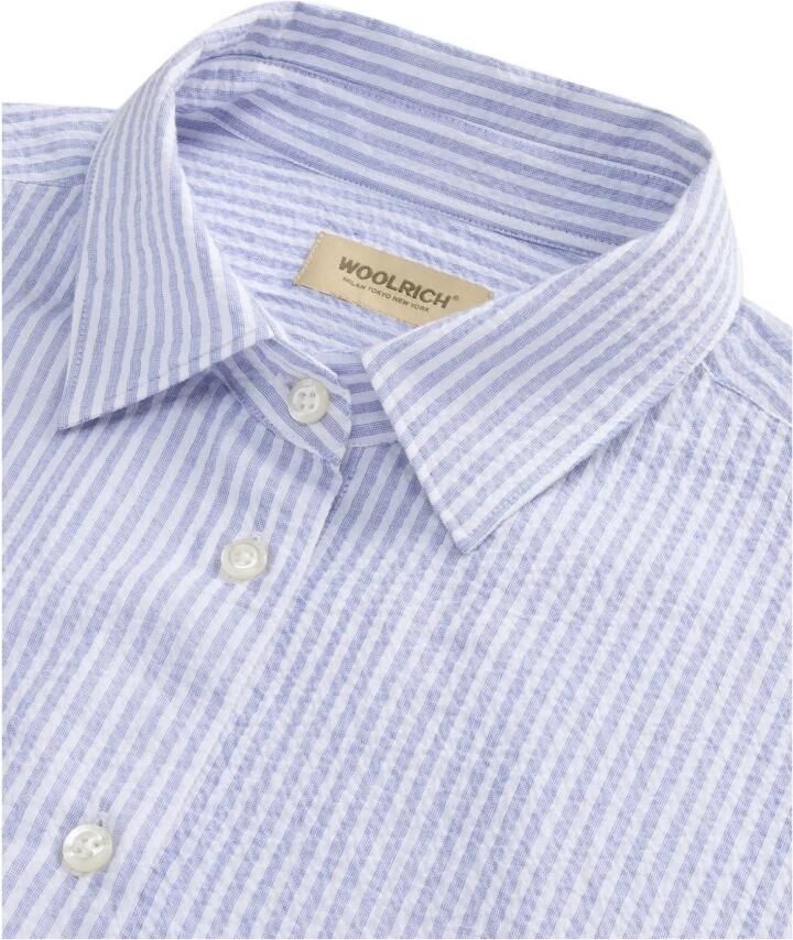 Woolrich Heldere Blauwe Pinstripe Button-Up Overhemd Blue Dames - Foto 2